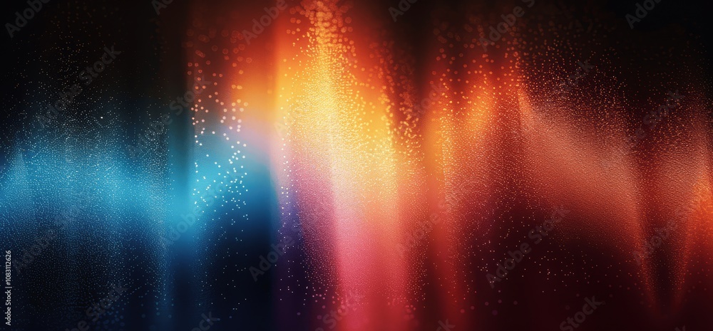 Poster vibrant abstract grainy gradient background with glowing color waves on dark backdrop