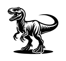 Fototapeta premium tyrannosaurus engraving black and white outline