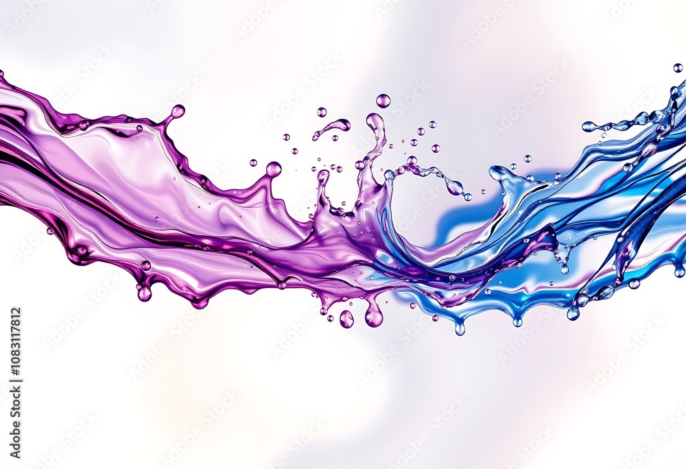 Poster a mesmerizing, ethereal collision of two liquid streams in mid-air, as they merge in a kaleidoscope 