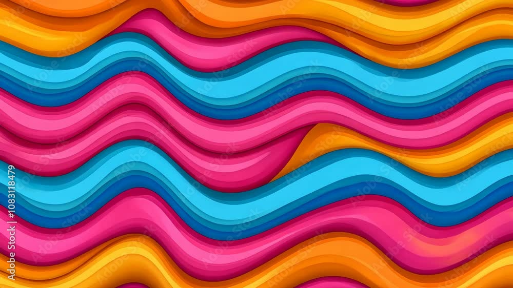 Poster abstract wavy lines in vibrant colors create a mesmerizing pattern
