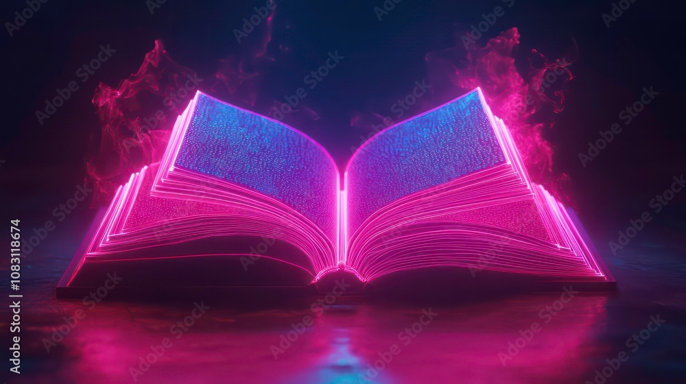 Aufkleber an abstraction of an open book with effects.low-poly style. abstract neon frame style.