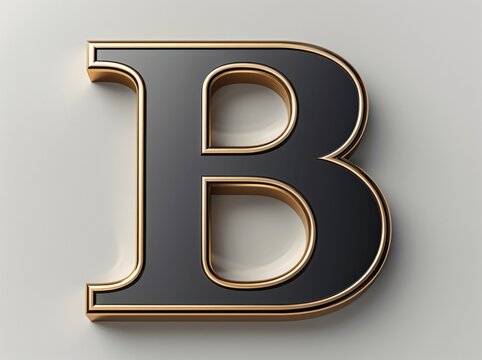 Minimalist Letter B Logo with Gold Stroke