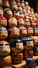Obraz premium Artisans crafting traditional Kokeshi dolls, with hand-painted details and intricate woodwork in a cozy Tohoku workshop.