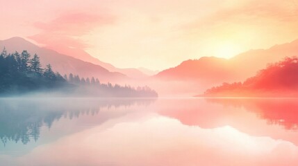 Obraz premium Tranquil landscape featuring mountains reflecting in a serene lake