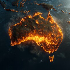 symbolic picture of australia burning by climate change - Generative AI	
