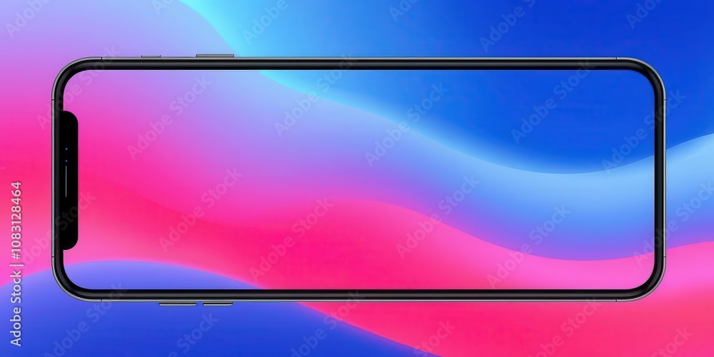 Wall mural smartphone mockup design with customizable background for showcasing app or website design, high res