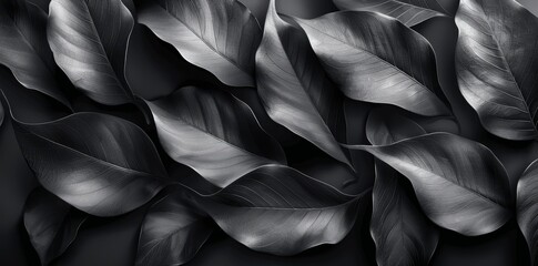 Obraz premium Abstract Black Tropical Leaf Texture Background for Wallpaper or Design