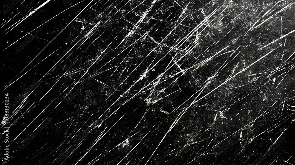 Poster abstract black scratched texture background image with white lines and grunge overlay for design pro
