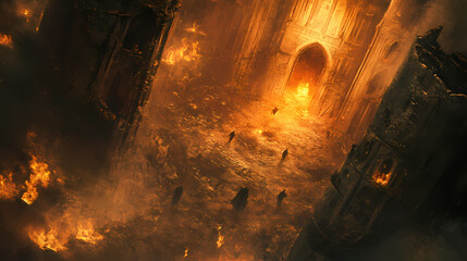 Naklejka premium Souls in hell. Inferno. Illustration