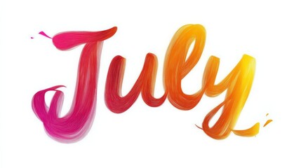 Obraz premium July Gradient Brush Calligraphy Summer Banner Design