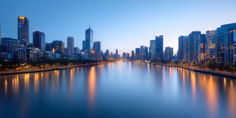 Fototapeta premium Architectural landscape of modern urban skyline 