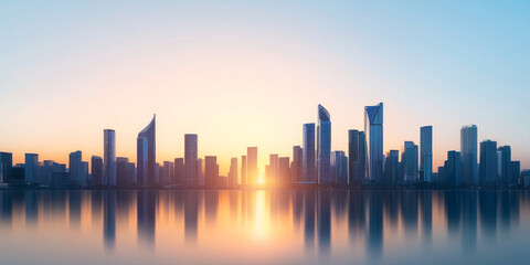 Obraz premium Architectural landscape of modern urban skyline 