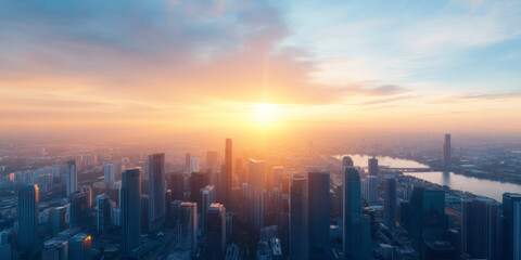 Fototapeta premium Architectural landscape of modern urban skyline 