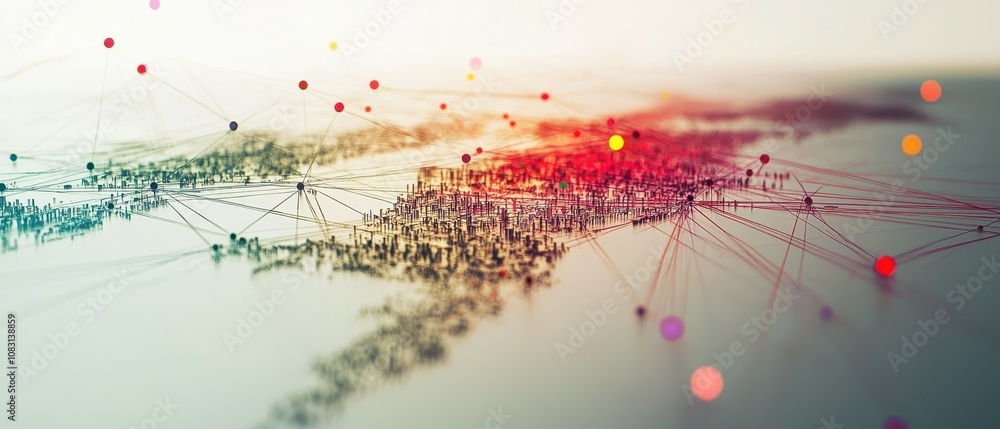 Aufkleber detailed connection map of major cities illustrating logistics and transportation networks with colo