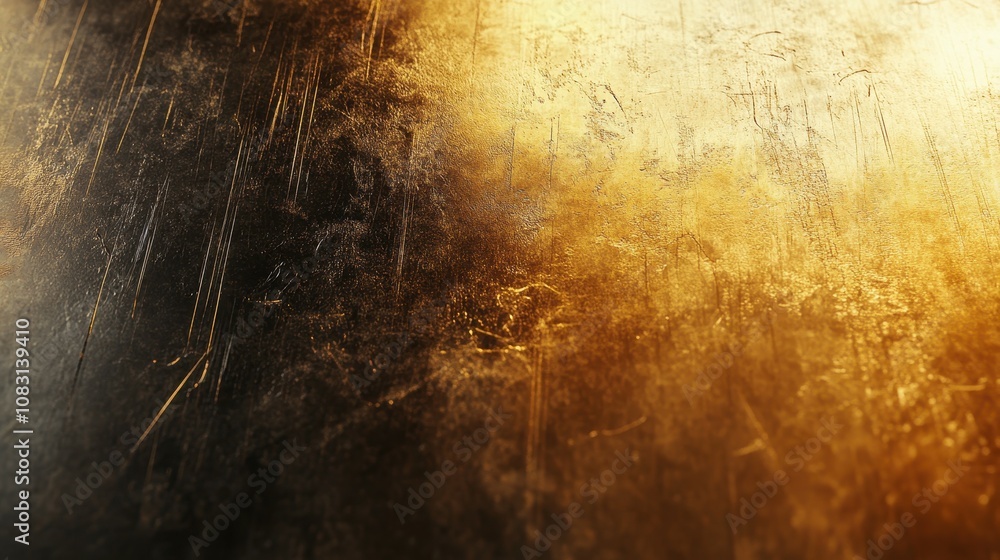 Poster glossy metallic surface featuring fine scratches and textures, highlighting intricate details and ri