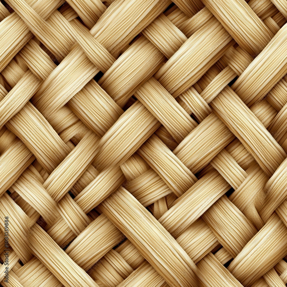 Poster detailed close-up of natural woven texture showcasing intertwined fibers in a complex basket weave p