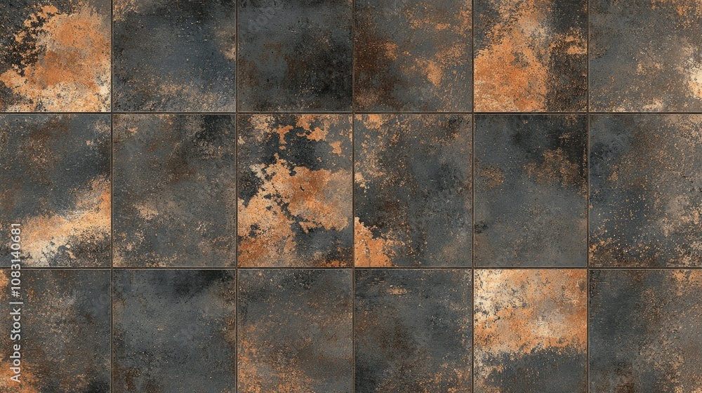Poster textured surface with artistic patterns in dark gray and rust colors ideal for backgrounds, interior