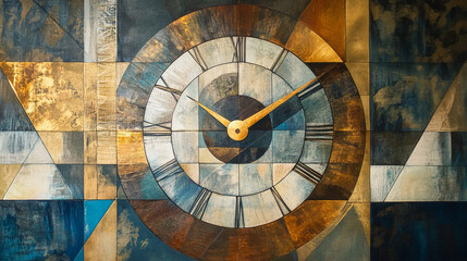 Obraz premium Wall with clock and shabby vintage texture, abstract background