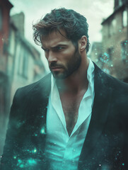 portrait of a man in a city - generative ai