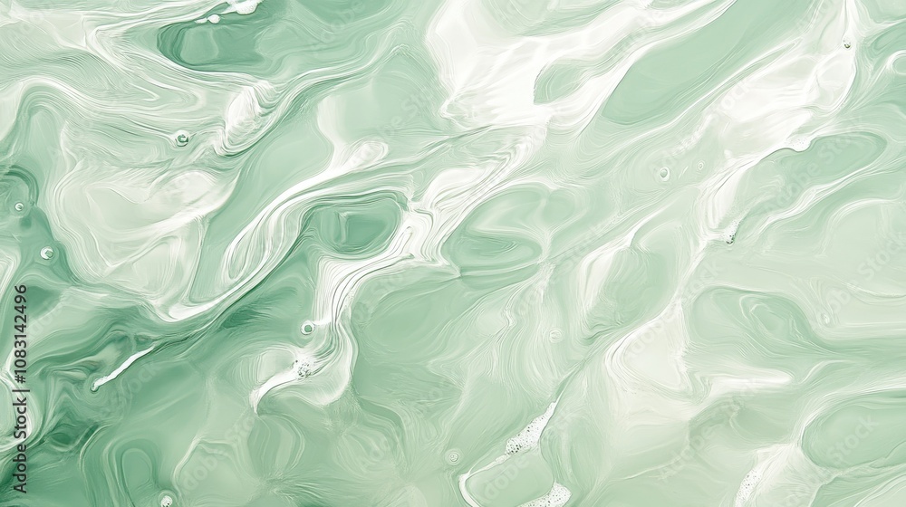 Poster aesthetically pleasing soft green abstract texture with fluid swirls and gentle waves for background