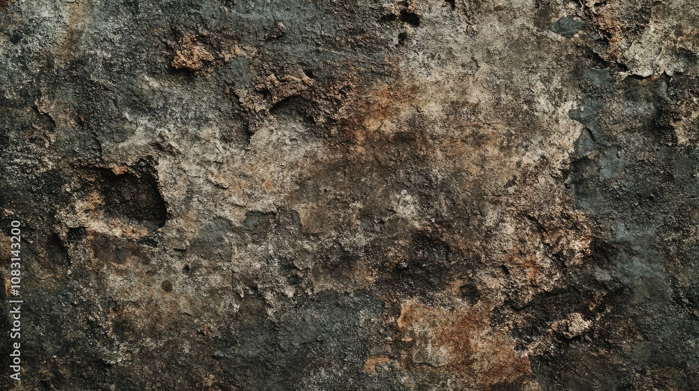 Aufkleber textured surface of aged and weathered stone with dark and light patches illustrating natural deteri