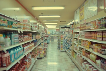 Fototapeta premium Interior of a empty supermarket grocery store
