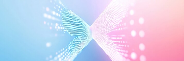 Obraz premium Geometric X-Shaped Design with Glowing Squares and Butterfly Silhouette on Gradient Background, Symbolizing Transformation and Elegance