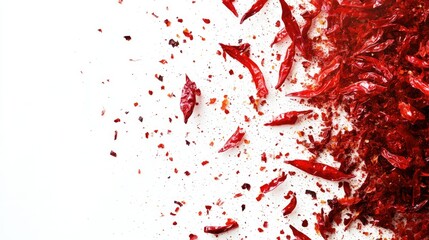 Vibrant Red Chili Peppers and Spices Spread Across a White Background for Culinary Use, Cooking Recipes, and Food Photography Inspiration