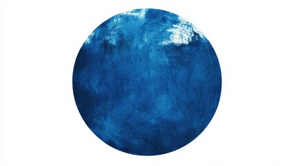Obraz premium Abstract Deep Blue Circle Art with Textured Brushstrokes on a Clean Background for Modern Home Decor and Artistic Expressions