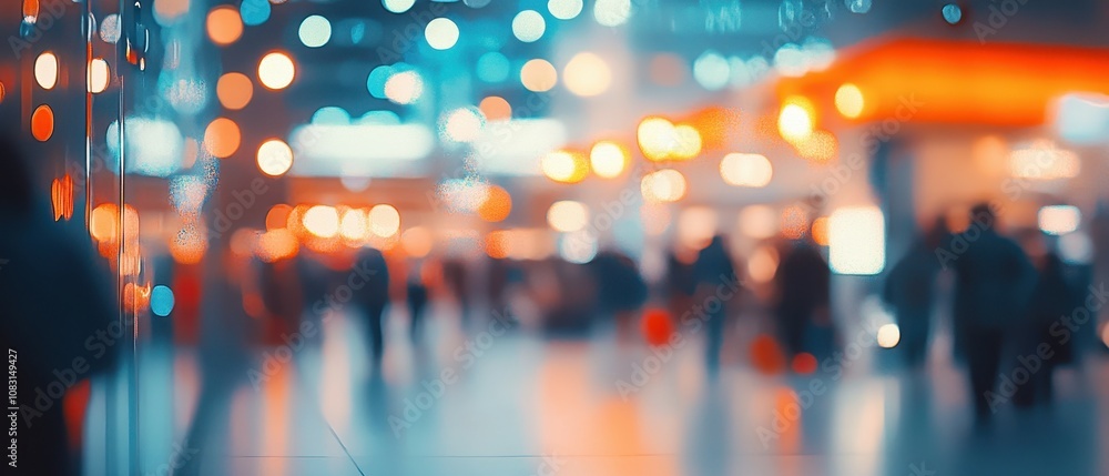 Poster busy airport terminal scene captured in motion blur with travelers hustling through dynamic environm