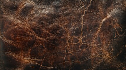 Naklejka premium Dark Brown Smooth Leather Texture with Natural Creases and Subtle Variations, Ideal for Design, Fashion, and Crafting Projects Featuring Luxurious Materials