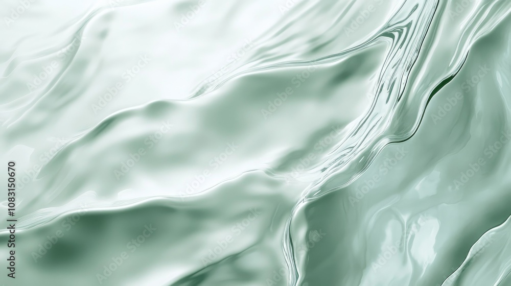 Poster serene green water surface with soft waves and gentle reflections creating a calm and tranquil atmos