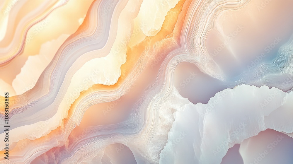 Aufkleber softly flowing waves of pastel colors with delicate lines create an abstract background for design, 