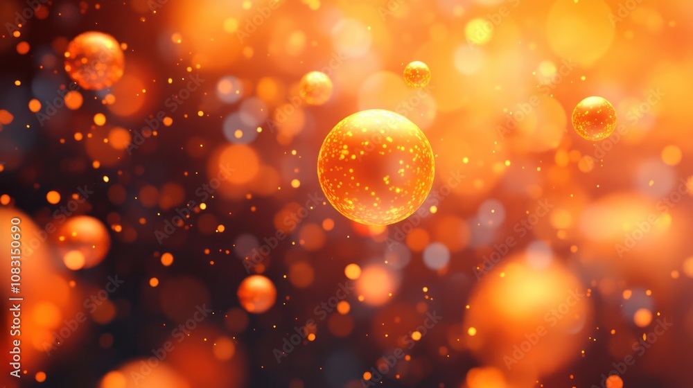 Aufkleber scene filled with floating orange bokeh orbs that dance across a softly blurred backdrop.