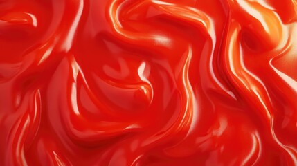 Fototapeta premium Smooth and Glossy Red Surface with Unique Ripples and Waves, Ideal for Backgrounds, Textures and Design Projects in Various Creative Fields