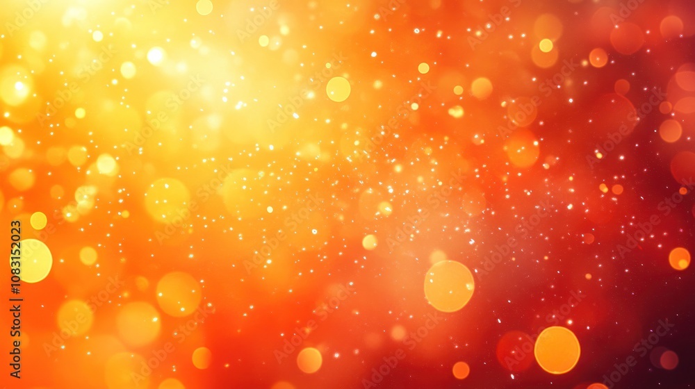 Poster featuring soft orange bokeh lights, creating a warm and inviting atmosphere. the lights vary in size