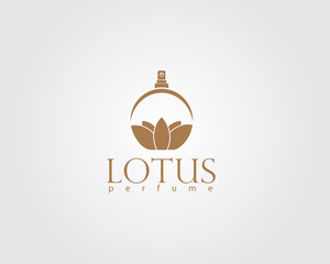 Fototapeta premium creative lotus that blends with the perfume bottle logo design
