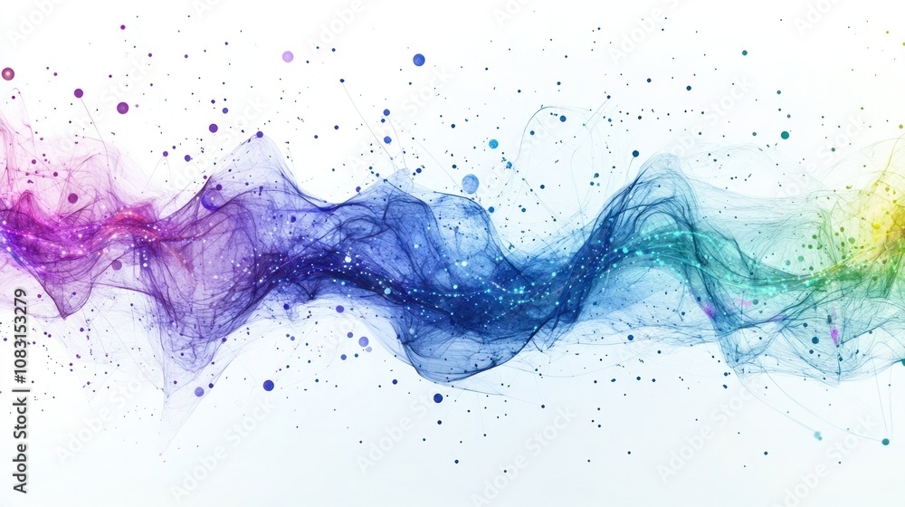 Poster internet concept featuring interconnected glowing nodes and lines on a white background.