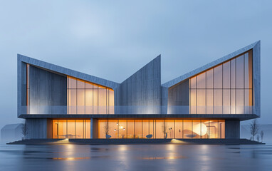 Fototapeta premium Minimalist modern architecture and spatial structure