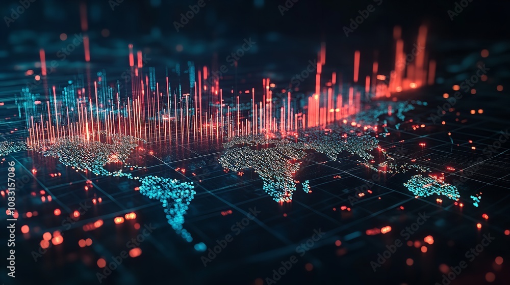 Aufkleber our world with a mesmerizing 3d graphic featuring glowing lines intricately woven around the globe, 