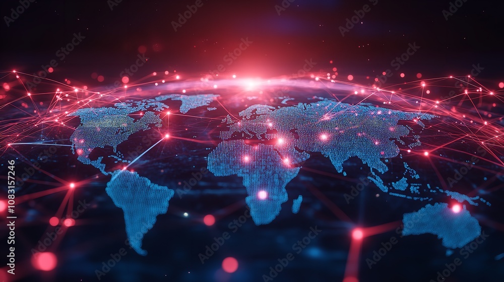 Aufkleber our world with a mesmerizing 3d graphic featuring glowing lines intricately woven around the globe, 