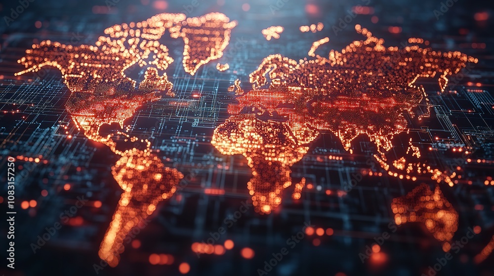 Aufkleber our world with a mesmerizing 3d graphic featuring glowing lines intricately woven around the globe, 