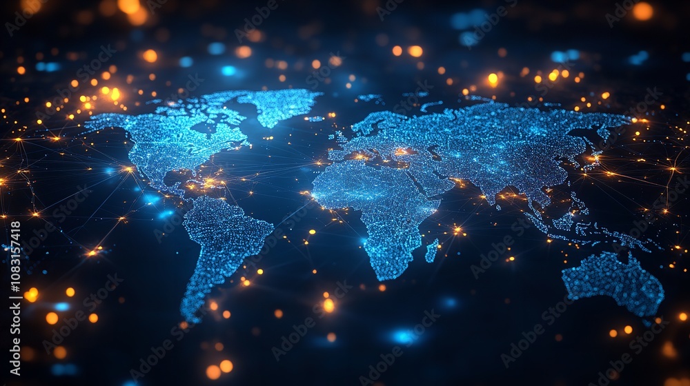 Aufkleber our world with a mesmerizing 3d graphic featuring glowing lines intricately woven around the globe, 