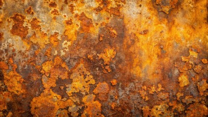 Rusty metal texture with abstract patterns and grunge wall surface, old iron corroded in brown and orange colors