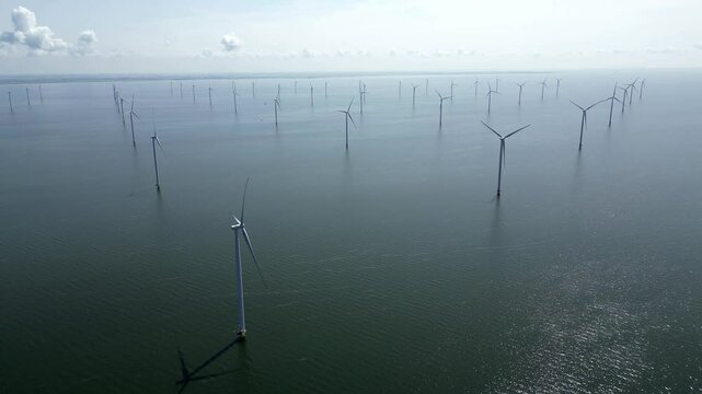 View of an offshore windpark, Breezanddijk, The Netherlands