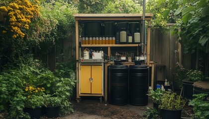 Obraz premium A compost tea brewing setup for natural plant nutrition, Soil Health, Nutrientrich and natural