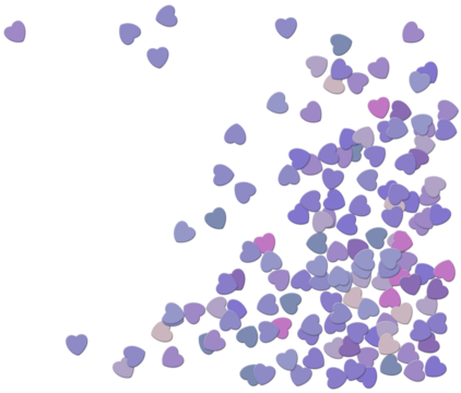 Fondo de corazones en tonos morado y rosa. Se puede usar como fondo para acompañar un mensaje.