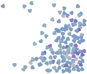 Fondo de corazones en tonos azul y morado. Se puede usar como fondo para acompañar un mensaje.