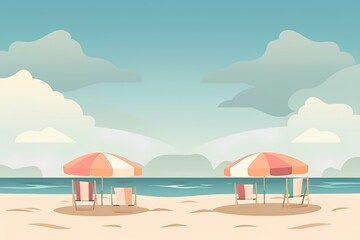 Fototapeta premium beach with umbrella and chairs