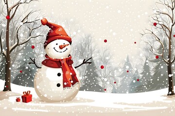 Fototapeta premium Christmas design elements, vector set happy merry christmas snowman card Christmas decorative banner with funny Santa Claus, nutcracker, locomotive and gift boxes and many others. Christmas and happy 